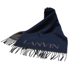 ランバン マフラー メンズ LANVIN カシミヤ混 ロゴ フリンジ マフラー LAN32LVMF540001 ブランド 小物 ネイビー プレゼント ギフト