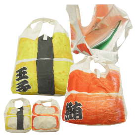 お寿司柄　ジャパニーズすし　折りたたみエコバッグ　ショッピングバッグ　お買い物バッグおもしろバッグ　お土産におススメ　日本土産　日本