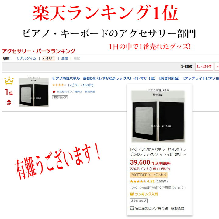 楽天市場】ピアノ防音パネル 静音DX（しずかねデラックス）イトマサ 