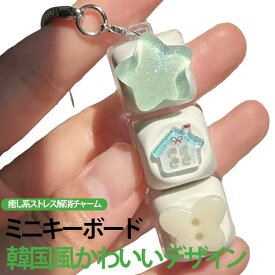 フィジェットキーボード クリックトイ キーホルダー 星型 指先遊び 4キー ミニキーボード 蝶々デザイン ASMR ストレス解消 星型 カラフル キーリング バッグチャーム 韓国風 かわいい おもちゃ 癒しグッズ プレゼント ギフト