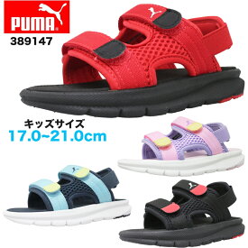 【4月は全品P10倍!要エントリー】プーマ evolve sandal PS エボルブ サンダル PS キッズ スニーカー チャイルドサンダル PUMA バイオレット ブラック ブルー レッド 389147 メッシュ ベルクロ 2本ベルト EVA 通気性 軽量 通気性 柔軟性