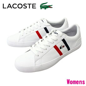 【4月は全品P10倍!要エントリー】LACOSTE ラコステ LEROND TRI 1 レディース ローカットスニーカー CFA0087 ホワイト/ネイビー/レッド(407) スポーツカジュアル スポーティ レザーシューズ 紐靴 レースアップ 普段履き 快適 消臭 防菌 コート系スニーカー ルロン TRI 1