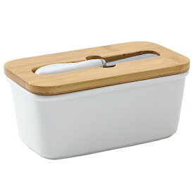 バターケース カッター付き 密封 使用便利 洗い簡単 冷蔵庫保存 450g用 木製蓋付き 食器用バター 収納用
