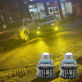 LEDスポットフォグランプ プロジェクターレンズ搭載 8000LM レモンイエロー H8H11H16HB4 イエロー 黄色 3000K 2個セット