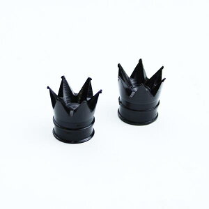 【お買い物マラソン最大28倍】 王冠 エアバルブ キャップ 2個 ブラック アルミ タイヤ エアーバルブ 金属 自動車 バイク MTB 米式タイプ クラウン