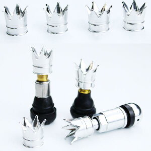 【お買い物マラソン最大28倍】 王冠 エアバルブ キャップ 4個 シルバー アルミ タイヤ エアーバルブ 金属 自動車 バイク MTB 米式タイプ クラウン