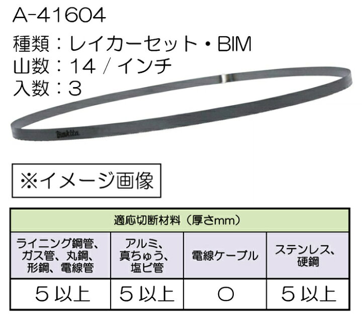 楽天市場】マキタ ポータブルバンドソー用ブレード A-41604 山数：14 