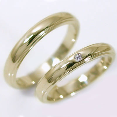 ペアリング ゴールドk10 ダイヤモンド 結婚指輪 マリッジリング 2本セット 送料無料 0.02ct 日本製 甲丸ストレートライン 指輪 割り引き ダイヤ ペア K10yg