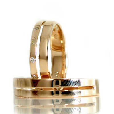 結婚指輪 幅広 マリッジリング 2本セット ペアリング お手軽価格で贈りやすい ピンクゴールドｋ18 ストレート 送料無料 ピンクゴールドK18 リング ２本セット ダイヤ K18pg 0.06ct ダイヤモンド ペア 指輪 信託