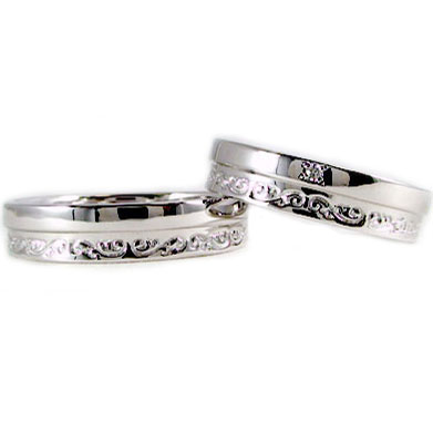結婚指輪 マリッジリング 超可爱の ペアリング ホワイトゴールドｋ18 ダイヤモンド 送料無料 2本セット ダイヤ0.01ct ペア お買い得品 指輪 K18wg ホワイトゴールドk18