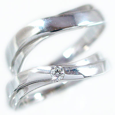 ペアリング 結婚指輪 カップル ホワイトゴールドk10 マリッジリング ペア 2本セット ダイヤモンド K10wg 指輪 ダイヤ 0.02ct ペアリング