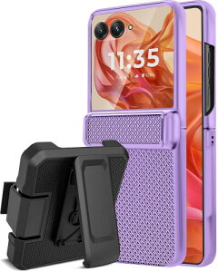 Miimall �Ή� Moto Razr 50/50s/60/Razr 2024/2025 �P�[�X �x���g�N���b�v (�}�b�gPC �ϏՌ� �q���W�ی� �y�� ���^ ���C�����X�[�d �g�ѕ֗� ������� �w��h�~ �����h�~ �����K���X )�X�}�z�P�[�X Moto