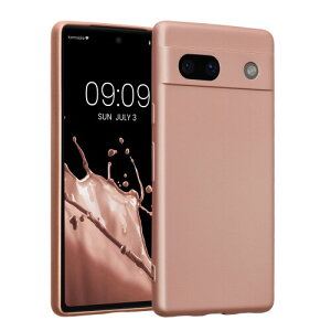 kwmobile スマホケース Google Pixel 7a対応 ケース - 耐衝撃 カメラ保護 TPU ソフト メタリックピンクゴールド