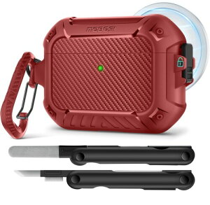 MOBOSI for AirPods Pro 3 �P�[�X�AAirPods Pro ��3����P�[�X�J�o�[�Ή� (MagSafe�Ή�) ���b�N���L�[�`�F�[�����N���[�i�[�L�b�g�t���A�t���{�f�B�ϏՌ��ی�n�[�h�V�F�� (2025)�A���b�h