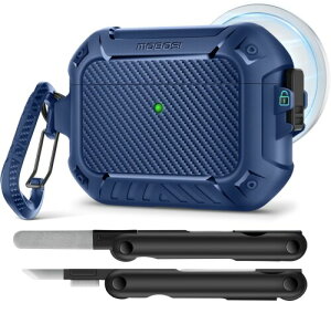 MOBOSI for AirPods Pro 3 �P�[�X�AAirPods Pro ��3����P�[�X�J�o�[�Ή� (MagSafe�Ή�) ���b�N���L�[�`�F�[�����N���[�i�[�L�b�g�t���A�t���{�f�B�ϏՌ��ی�n�[�h�V�F�� (2025)�A�u���[