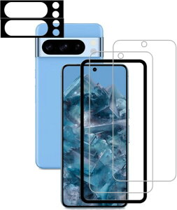 HKKAIS ���{���Ɏq�f�ސ� Google Pixel 8 Pro �p �K���X�t�B���� (2��) + �J�����t�B���� (2��) �����K���X �t�B���� �J�����ی� �����Y�J�o�[ �K�C�h�g�t��