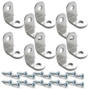 Pstyle. L字 金具 棚受け アングル ステー 10個セット ネジ付き PST-030 (25x25mmシルバー)