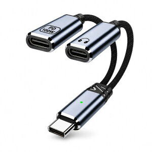 KURODEN USB-C �C���z�� �ϊ� �A�_�v�^�[ 2in1 �^�C�vC �C���z���W���b�N ��� DAC���� ���y/�ʘb/���ʒ���/�f�[�^�]�� iPhone 17 16 15 Pro Max, iPad, MacBook, Galaxy S26 S25, Pixel �e��Ή� (�O���[)