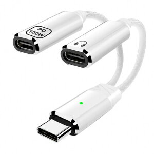 KURODEN USB-C �C���z�� �ϊ� �A�_�v�^�[ 2in1 �^�C�vC �C���z���W���b�N ��� DAC���� ���y/�ʘb/���ʒ���/�f�[�^�]�� iPhone 17 16 15 Pro Max, iPad, MacBook, Galaxy S26 S25, Pixel �e��Ή� (�z���C�g)