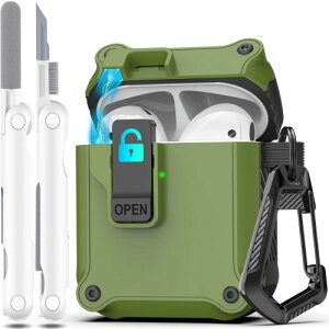 R-fun AirPods  2  &  1  SbNNbvt n[hVF t{fBی  jp Apple AirPods CX[dP[XtAtg LED  - ubN O[