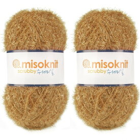 Misoknit Pastel Scrubby Yarn for dishcloths Crocheting 2 Skeins Polyester 100%, 2.8oz(80g) Each, 196 Yards per Skein (Light Brown)