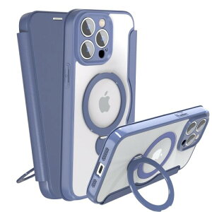 IIKAYO iPhone 14 Pro �p �P�[�X �蒠�^ �J�[�h���[ �w�ʃN���A MagSafe�Ή� �����O�t�� 360°��]�X�^���h �y�� ���^ �ϏՌ� �S�ʕی� �c�����Ή� ���U�[�f�� ������� ��