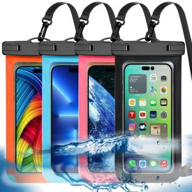 ユニバーサル防水電話スマホ 防水 ケース、大型電話防水ケース ドライバッグ IPX8認定 アウトドア スポーツ Apple iPhone、Android Phone および最大 7.5 インチ用 (マルチカラー 4 パック)