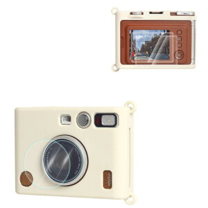 VOVMOEYA �V���R���P�[�X+�����K���X�X�N���[���ی�t�B����+PET�������Y�v���e�N�^�[ For FUJIFILM Instax Mini Evo�A�`�F�L Instax Mini Evo�A�N�Z�T���[ �V���R���J�o�[ �J�����ی�P�[�X �R���p�N