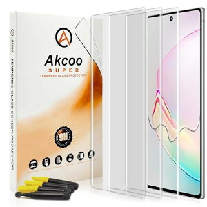 Galaxy Note10フィルムUV全面吸着 Akcoo note 10 ガラスフィルム 指紋認証対応 高感度タッチ ケースに干渉せず/note 10保護フィルム