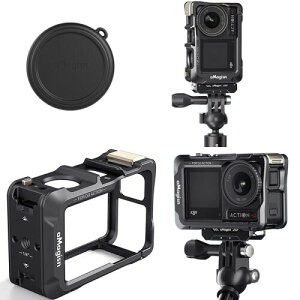DJI Action 5 Pro/Action4/Action 3 対応 ケージ アルミ合金 クイックリリース 保護フレーム,レンズ保護カバー付き, カメラ保護ケース 接続可能 三脚 自撮り棒 マイク