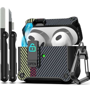 RFUNGUANGO Airpods  3 pP[XASȃbN NbvtAt{fBϏՌn[hVFیA AirPod  3  2021 p AirPods 3 P[X (tg LED ) - J[{t@Co[O