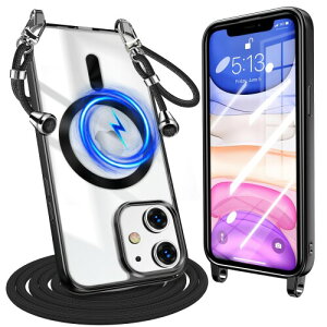 iPhone 11 �p �P�[�X �N���A �V�����_�[ �ϏՌ� �A�C�t�H��11 �p �P�[�X Magnetic�Ή� �X�g���b�v�z�[���t�� ���|�� �R�t�� TPU �΂߂��� ��|���P�[�X ���������\ ���O���\ �����h�~ ��