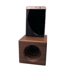 (heje) 置くだけスマホスピーカー 無電源木製スマホスタンド 電源無しメガホン 職人さん手作り 銘木ウォールナット