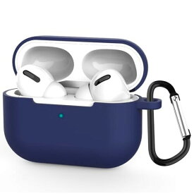 TOORQR For AirPods Pro ケース カバー AirPods Pro 第1世代シリコン素材 ケース 保護カバー 防水 防塵 落下防止 キズ防止 全面保護 軽量 カラビナ付き(ブルー)