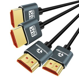 Thsucords 超薄型 8K 4K HDMIケーブル 1M 2本入りク スリムで柔軟 ソフト 高速 HDMI 2.1 リード 4K@120Hz 8K@60Hz 48Gbps Roku TV/HDTV/PS5/Blu-rayに対応 適格請求書発行可