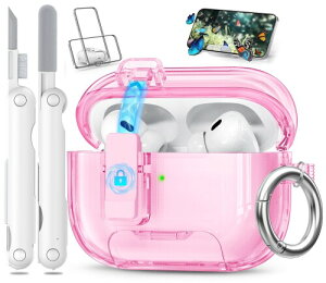 Joremx for AirPods Pro2 �P�[�X �N���A (2023/2022/2019) ���b�N���d�b�X�^���h�t���ATPU�f��/�y��/�ϏՌ�/�����h�~/���C�����X�[�d�\�A�G�A�[�|�b�Y �v��2 �P�[�X �L�[�z���_�[ & �N���[�j���O�y