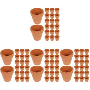 YARNOW ミニテラコッタポット 80個セット サイズ3×3×3cm セラミック製 小型植物用 屋内/屋外用 鉢植え 育苗ポット 多肉植物 ハーブ栽培 テラコッタ鉢