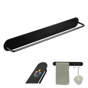 タオル掛け マグネット タオルバー テンレススチール タオルリング バスルームハンガー 、 浴室 キッチンお風呂 洗面台 収納 (40cm-マグネット-黒)