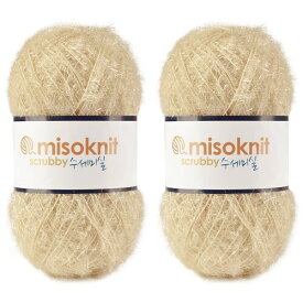 Misoknit Pastel Scrubby Yarn for dishcloths Crocheting 2 Skeins Polyester 100%, 2.8oz(80g) Each, 196 Yards per Skein (Light Beige)