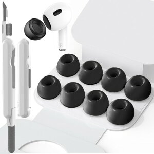 SIXFU 4�T�C�Y AirPods Pro �C���[�s�[�X ����� AirPods Pro2 �C���[�s�[�X �g�їp���[�P�[�X�t�� AirPods �C���z�� �|���� �m�C�Y�ጸ���C���[�`�b�v(XS/S/M/L) - �u���b�N