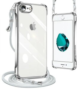 PAILAIMEN iphone 7/8 �p�� �P�[�X �N���A �l�b�N �V�����_�[ ��phone 7/8 �P�[�X �ϏՌ� �X�g���b�v�t�� iPhone SE3 / iPhone SE2 �J�o�[ ���� TPU ���^ �y�� �X�}�z �V���R�� �J�o�[ �R�t�� �΂߂��� �D��