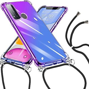 OPPO Reno5 A ケース グラデーション色 肩掛け 斜めかけ クリア TPU 耐衝撃 オッポ リノ5 a カバー ストラップ付き 透明 お洒落 ショルダー ス 一体型 落下防止 防塵 変形防止 全面保護 ワイヤ