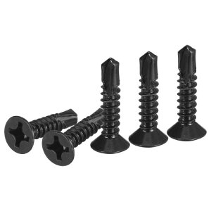 DTGN 100個ST4.8x19mm自己ドリルねじ 410ステンレス鋼フラットヘッド十字頭シートメタルねじ - 木材から金属への使用に適しています 家具 - 黒