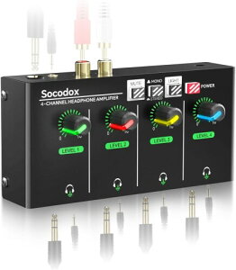 socodox 4�`�����l���w�b�h�z���A���v 3.5mm/6.35mm/RCA�W���b�N�A8�̃w�b�h�z���o�̓|�[�g��������������w�b�h�t�H���X�v���b�^�[�A�X�e���I�X�C�b�`�t���R���p�N�g�w�b�h�z���A���v�AR