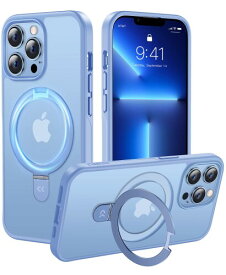 CASEKOO iPhone13ProMax 用 ケース 隠し収納式 米軍MIL規格 耐衝撃 スマホケース 薄形半透明 マット仕上げ 指紋防止 ストラップホール付き ワイヤレス充電対応 2023年新型 アイフォン 13pro max 用