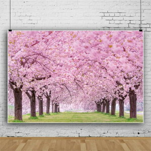 Qinunipoto 背景布 桜の花 ピンク 春の景色 2.2x1.5m インスタ SNS写真 風景画 ZOOMの背景 写真撮影用 プロ スタジオ背景 バックペーパー 撮影 自宅用 誕生日 写真館 無反射布 結婚式 誕生日 パー