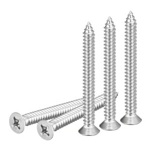 DTGN 100個 #14x2-3/8" フラットヘッド木ねじ 304ステンレス鋼十字頭自己攻釘 - 木工 家具に最適 - シルバー