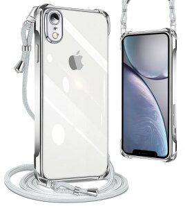 PAILAIMEN iPhone XR �P�[�X �N���A �l�b�N �V�����_�[ �A�C�t�H�� xr �J�o�[�ϏՌ� �X�g���b�v�t�� iPhone xr �X�}�z�P�[�X iPhone XR �J�o�[ ���� TPU ���^ �y�� �X�}�z �V���R�� �R�t�� �΂߂��� �D