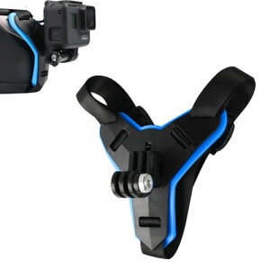 ウェアラブルカメラ 顎マウント、GoPro ゴープロ 用 オートバイヘルメット顎 マウント アクセサリー ヘルメットチンホルダー GoPro hero 10/9/8/7/6/5/4 Osmo Action Insta360 対応 (青)