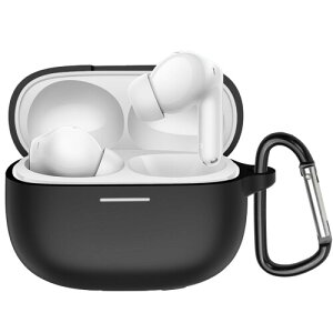 BUITFOU Redmi Buds 6 Pro ケース Buds 6 Pro 保護カバー 柔らかい シリコン製 落下防止 キズ防止 耐衝撃 防塵 軽量 装着充電可能 カラビナ付き 紛失防止(ブラック)